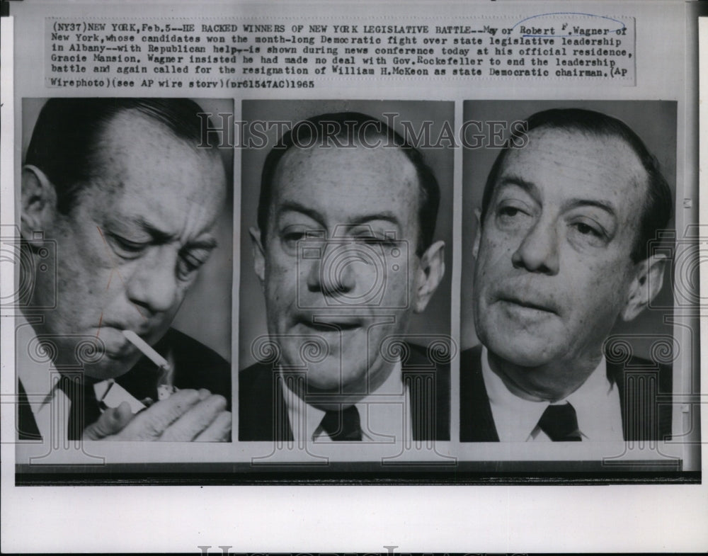 1965 Press Photo Mayor Robert F. Wagner in Albany shown in news conference- Historic Images