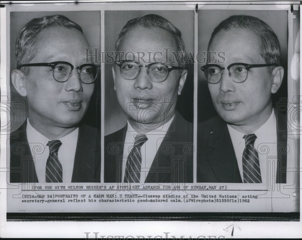 1962 Press Photo United Nations acting secretary-general U Thant - spw11949- Historic Images