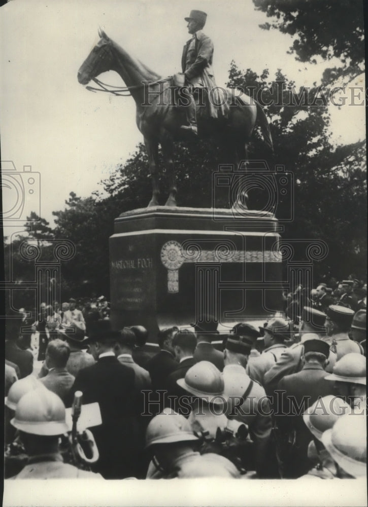 1928 Press Photo Unveiling of Marshal Foch statue in the town of Cassel, France- Historic Images