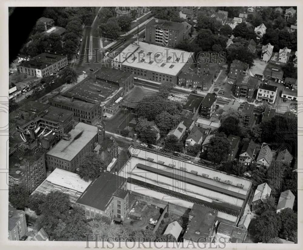 1955 Press Photo Aerial of Carun Street Property, Springfield Street Railway- Historic Images