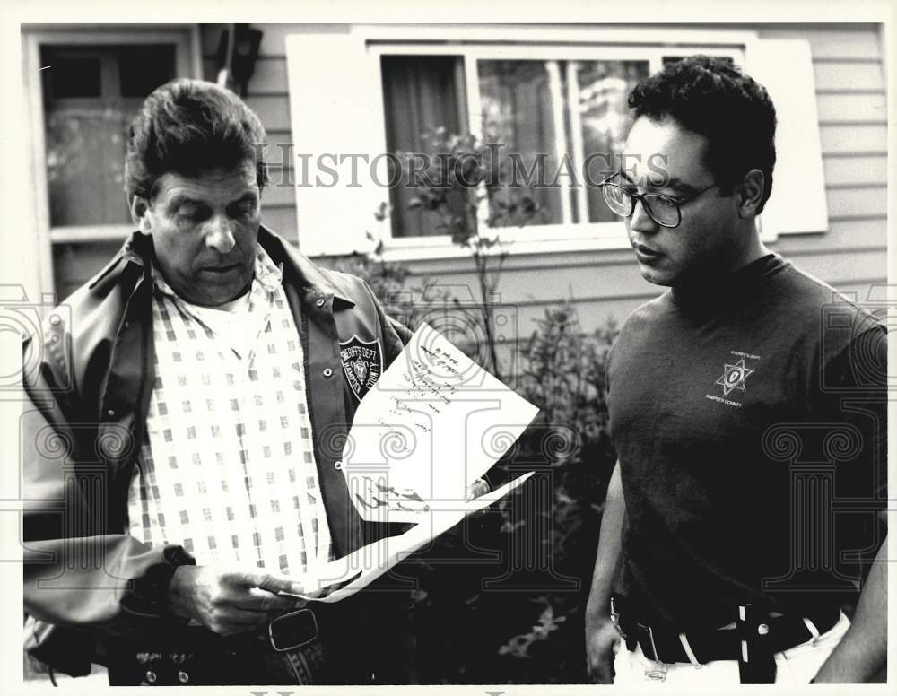 1990 Press Photo Sheriffs Charles Camerlin and Salvador Montalvo Jr. in Agawam- Historic Images