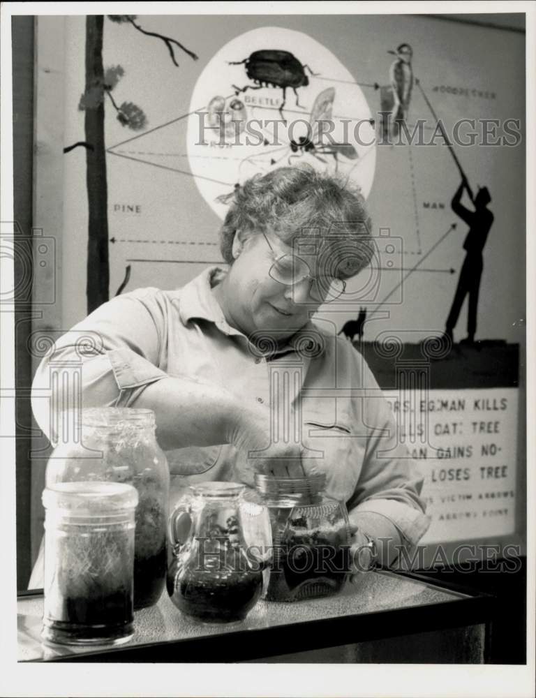 1989 Press Photo Linda Funcasta of Norcross Sanctuary cleans terrariums.- Historic Images