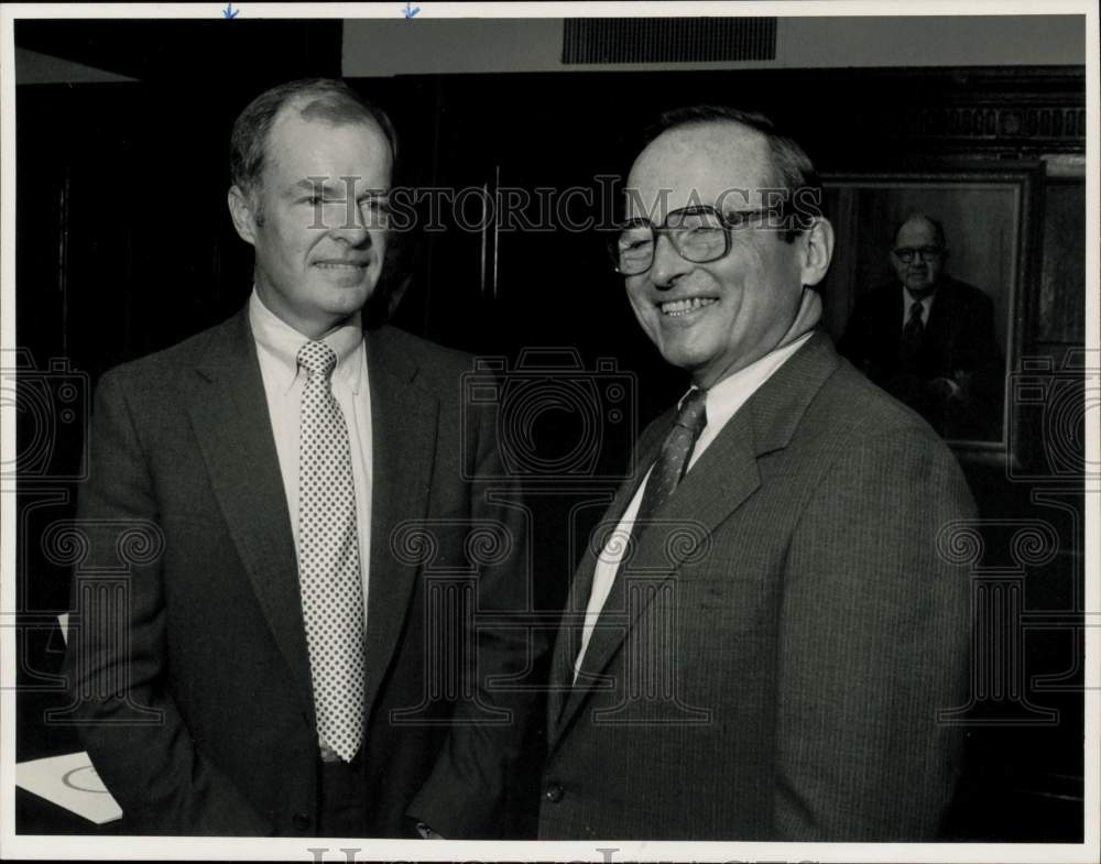 1986 Press Photo Gordon Oakes and Walter Connolly meet - sra20332- Historic Images