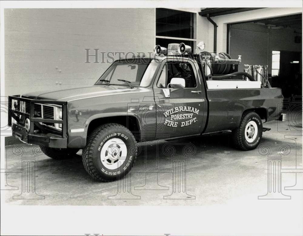 1987 Press Photo Wilbraham Forestry Fire Department Truck - sra30039- Historic Images