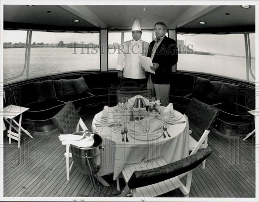 1990 Press Photo Michael Provest, E Roger Lussier of Michael's Restaurant Boston- Historic Images