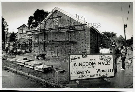 Press Photo Construction site of Kingdom Hall of Jehovah's Witnesses, MA- Historic Images