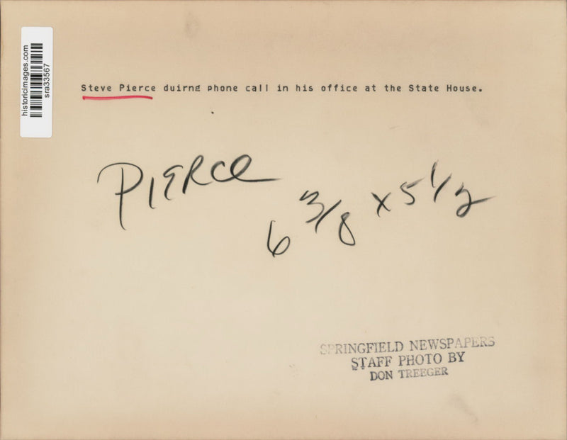 Load image into Gallery viewer, Press Photo Steve Pierce during phone call in his office at the State House
