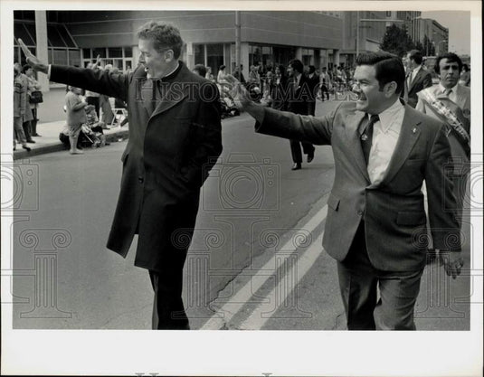 1983 Press Photo Bishop Maguire & Mayor Dimauro, Springfield Columbus Day Parade- Historic Images