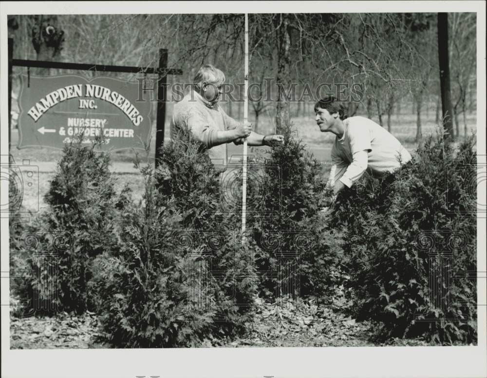 1992 Press Photo Louis and Michael Sicbaldi at Hampden Nurseries Inc.- Historic Images
