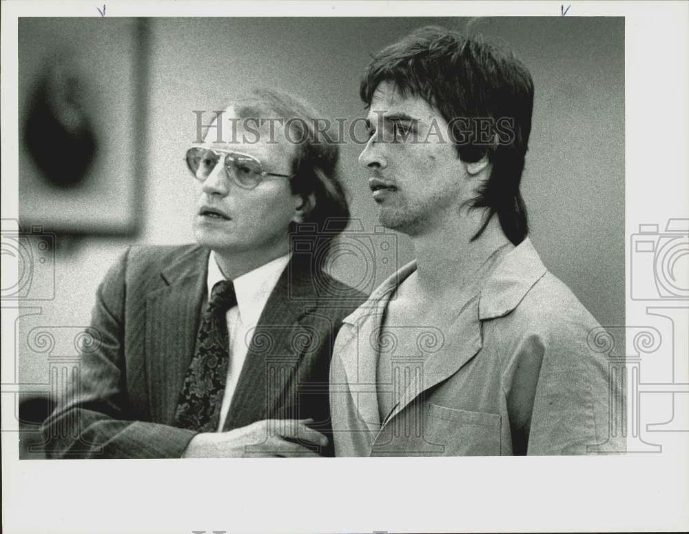 1991 Press Photo Attorney Samuel Gordon and murder suspect Crispin Mathieu.- Historic Images