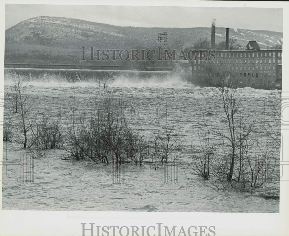 1981 Press Photo View of the Connecticut River at the Holyoke Dam, South Hadley.- Historic Images