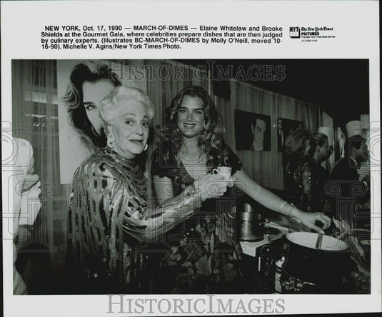 1990 Press Photo Elaine Whitelaw/Brooke Shields at March of Dimes Fundraiser, NY- Historic Images