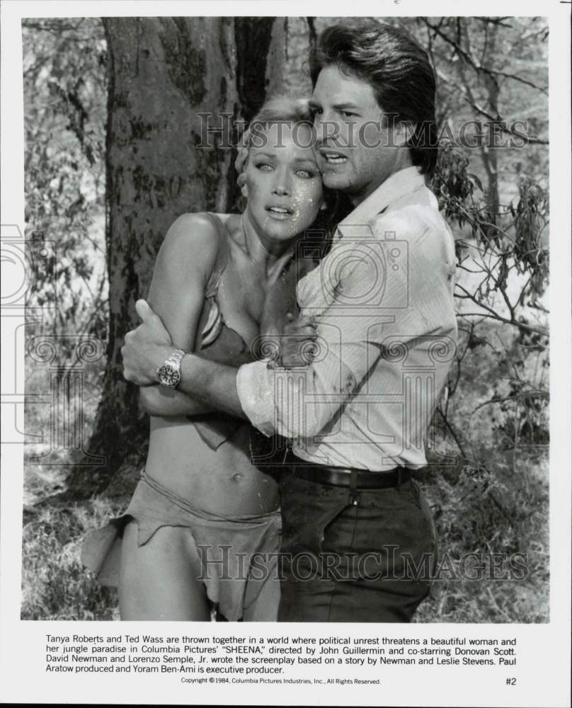 1984 Press Photo Tanya Roberts, Ted Wass in "Sheena" Movie - srp04974
