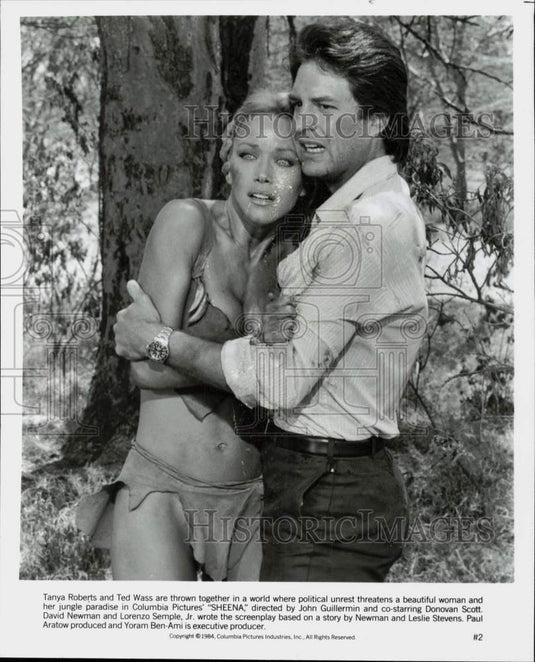 1984 Press Photo Tanya Roberts, Ted Wass in "Sheena" Movie - srp04974