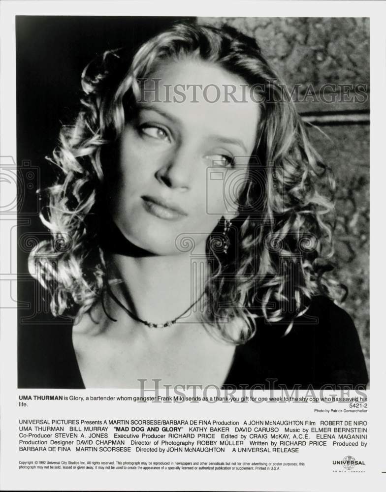 1992 Press Photo Uma Thurman in a scene from "Mad Dog and Glory." - srp07014