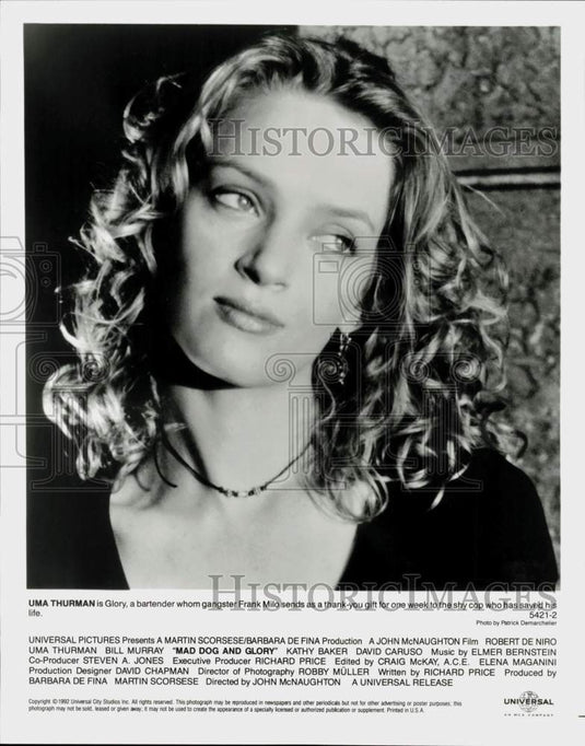 1992 Press Photo Uma Thurman in a scene from "Mad Dog and Glory." - srp07014