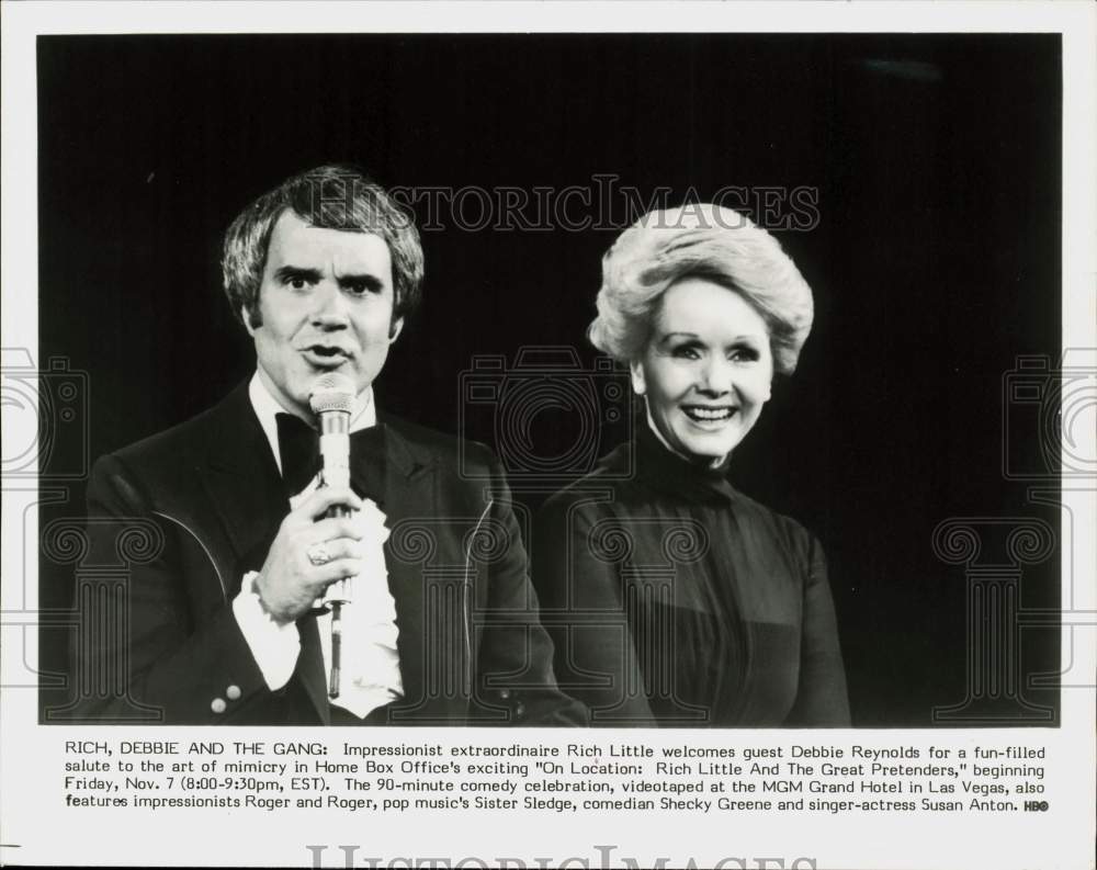 Press Photo Rich Little, Debbie Reynolds in "Rich Little & The Great Pretenders"
