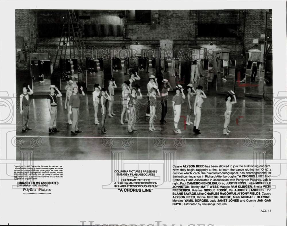 1985 Press Photo "A Chorus Line" Movie Scene - srp16106
