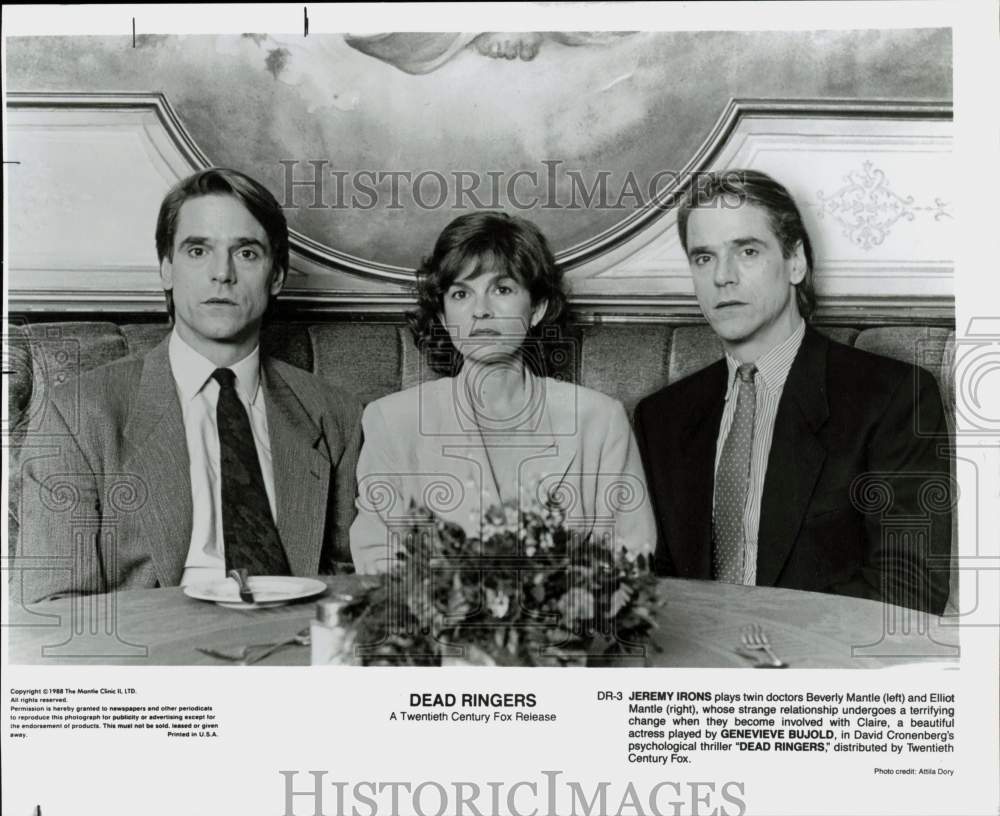 1988 Press Photo Jeremy Irons and Genevieve Bujold star in &quot;Dead Ringers.&quot;- Historic Images