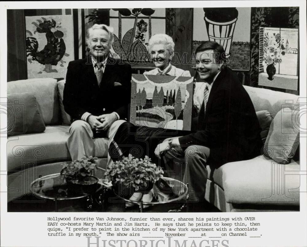 Press Photo Van Johnson, Mary Martin and Jim Hartz on "Over Easy." - srp16482
