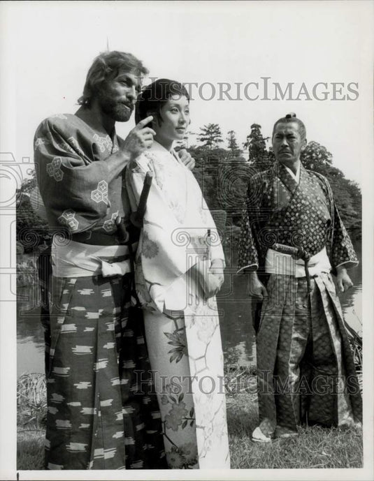 1980 Press Photo Richard Chamberlain, Yoko Shimada, Toshiro Mifune in "Shogun"- Historic Images