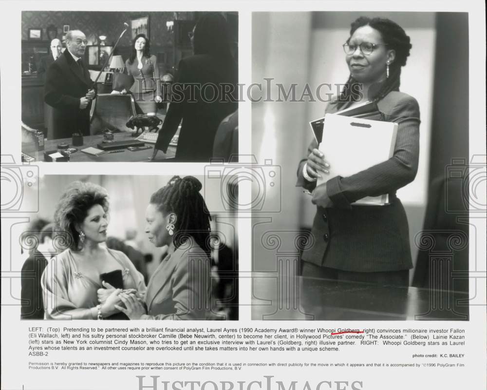 1996 Press Photo Whoopi Goldberg, Eli Wallach &amp; Bebe Neuwirth in &quot;The Associate&quot;- Historic Images