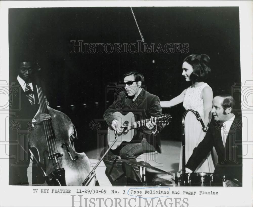 1969 Press Photo Musician Jose Feliciano and figure skater Peggy Fleming.