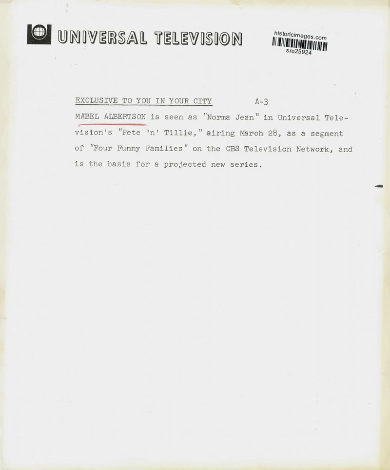 Load image into Gallery viewer, Press Photo Mabel Albertson stars in "Pete 'n' Tillie," on CBS Television.
