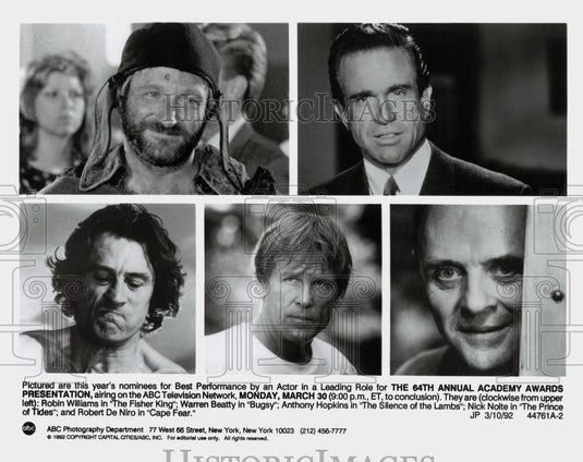 1992 Press Photo Oscar Nominees for Best Performance by Actor in Leading Role- Historic Images
