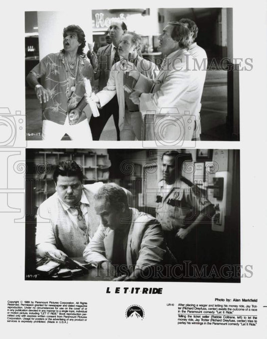 1989 Press Photo Richard Dreyfuss, Robbie Coltrane in "Let It Ride" - srp29283- Historic Images