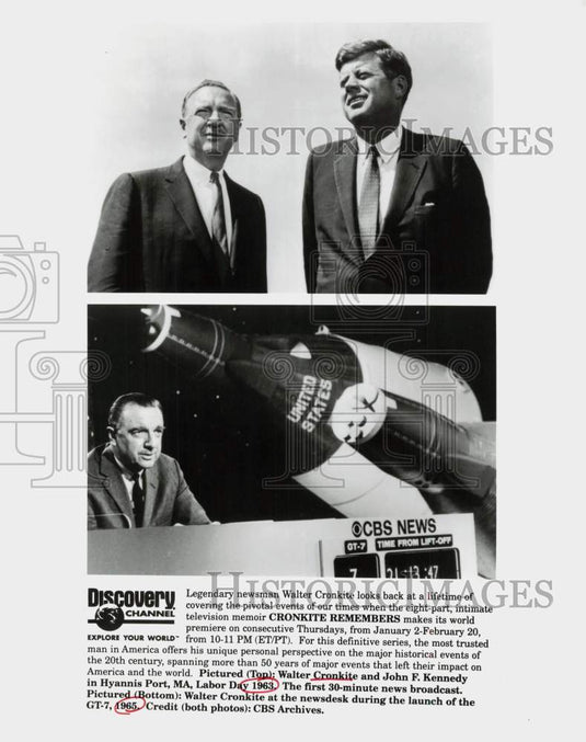 1963 Press Photo Walter Cronkite with John F. Kennedy & During GT-7 Launch