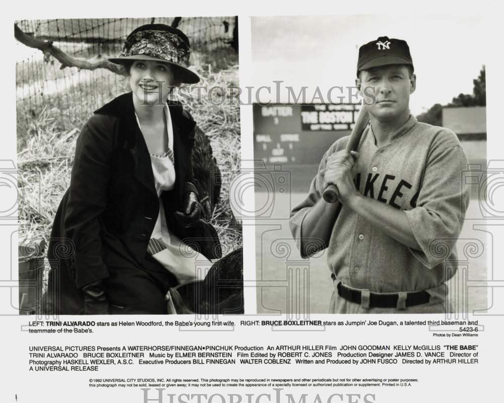 1992 Press Photo Trini Alvarado, Bruce Boxleitner in &quot;The Babe&quot; Movie- Historic Images