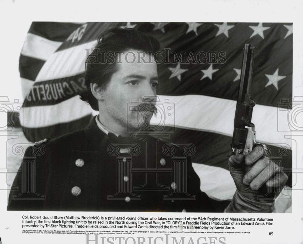 1989 Press Photo Actor Matthew Broderick in "Glory" Movie - srp30050