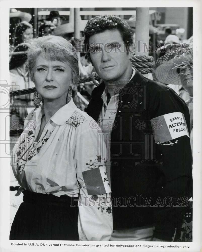 Press Photo Celeste Holm &amp; Robert Stack on &quot;The Name of the Game&quot; - srp30644- Historic Images