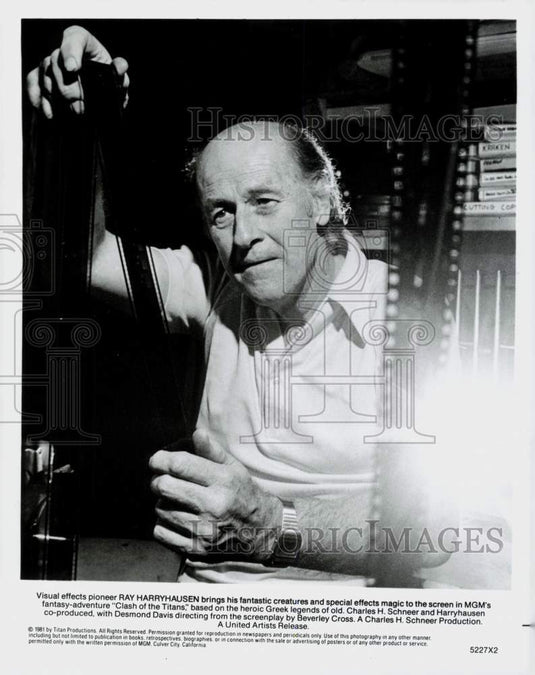 1981 Press Photo Ray Harryhausen, "Clash of the Titans" Special Effects Designer- Historic Images