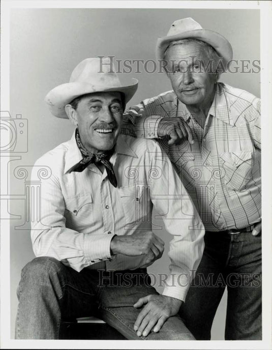 1983 Press Photo Ken Curtis & Noah Beery on "The Yellow Rose" TV Series- Historic Images
