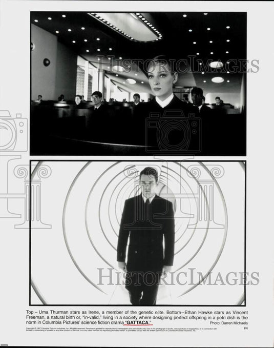 1997 Press Photo Uma Thurman & Ethan Hawke in "Gattaca" Movie - srp35295- Historic Images