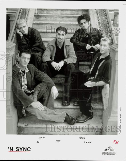 1997 Press Photo 'N Sync, Music Group - JC, Justin, Joey, Chris, Lance- Historic Images