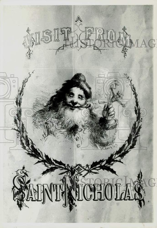 1953 Press Photo Illustrated Page from "A Visit from St. Nicholas" Manuscript- Historic Images