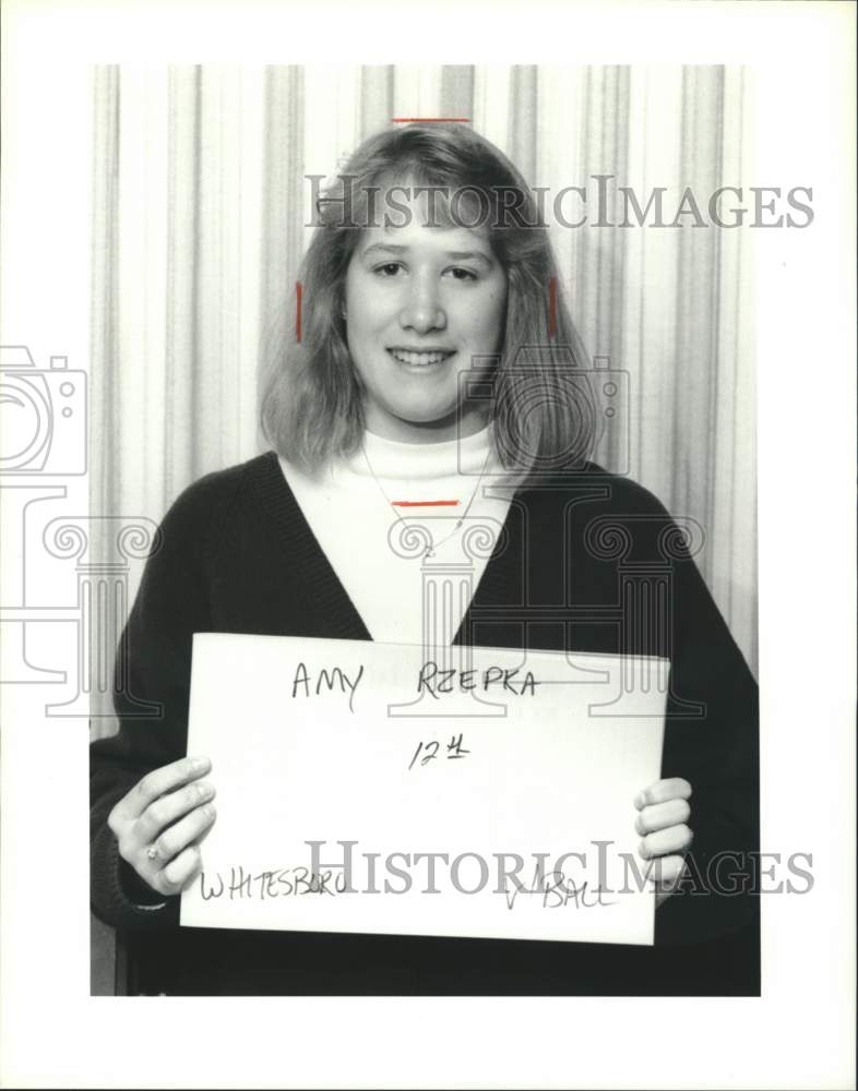 1989 Press Photo Amy Rzepka, Whitesboro High School Volleyball Player- Historic Images