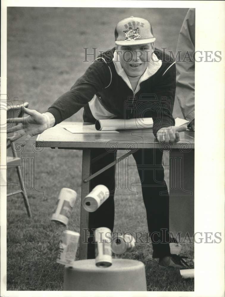 1984 Press Photo James Fray Playing Can Game at Seneca Falls Special Olympics- Historic Images