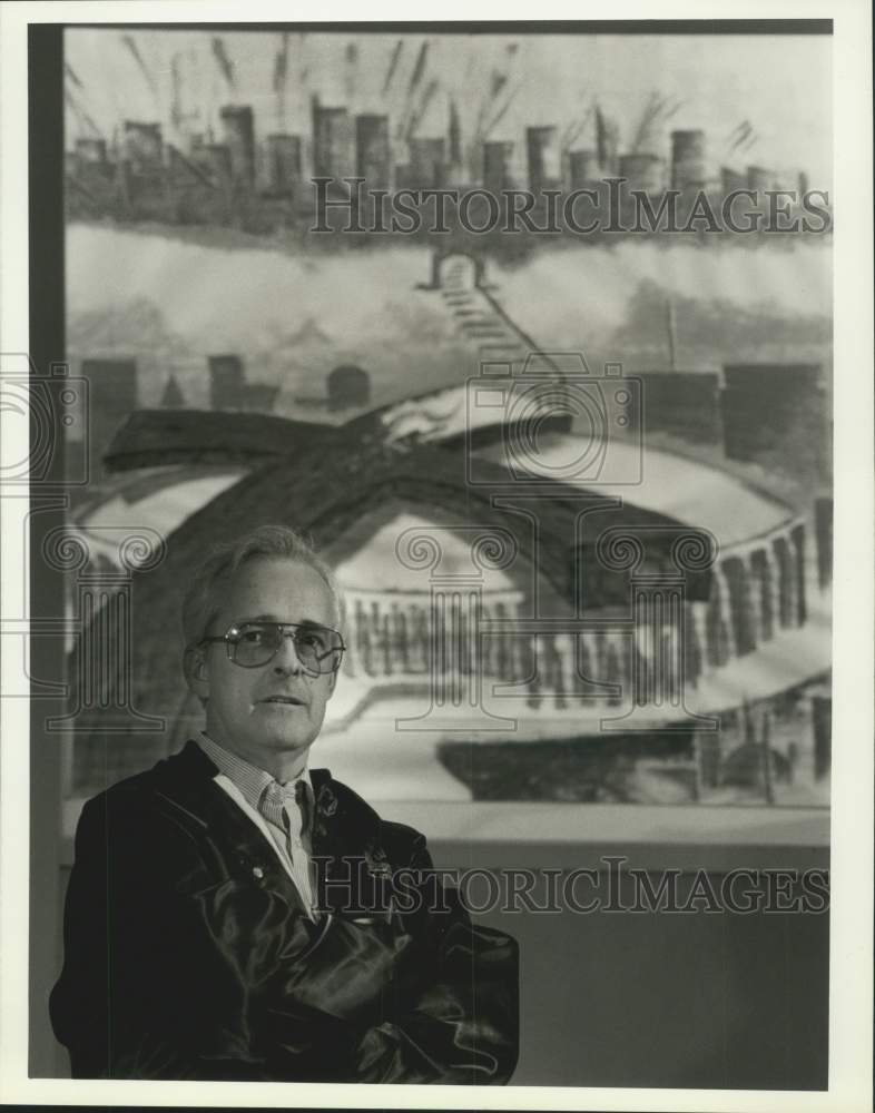 Load image into Gallery viewer, 1989 Press Photo Paul Retting, Mural Artists at North Syracuse Baptist Church
