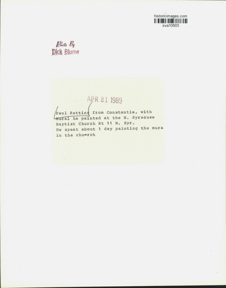 1989 Press Photo Paul Retting, Mural Artists at North Syracuse Baptist Church