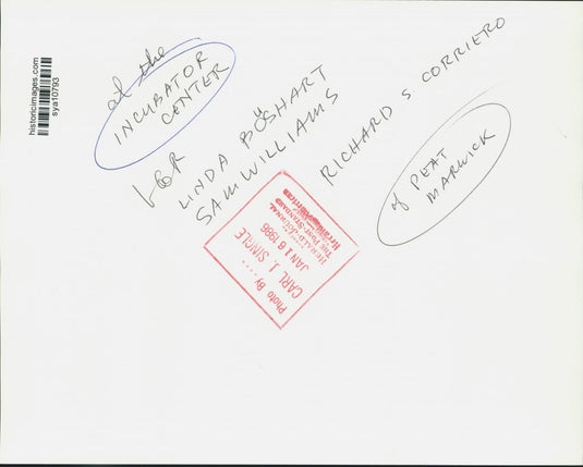 1986 Press Photo Sam Williams and Peat Marwick Executives at Incubator Center