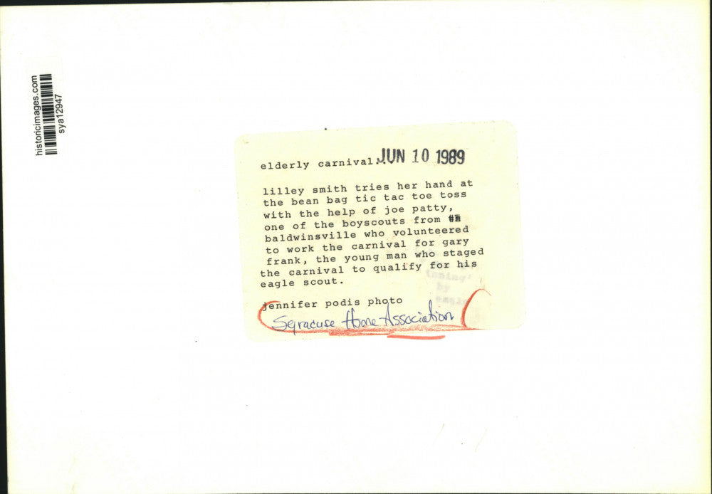 1989 Press Photo Lilley Smith at Syracuse Home Association Elderly Carnival