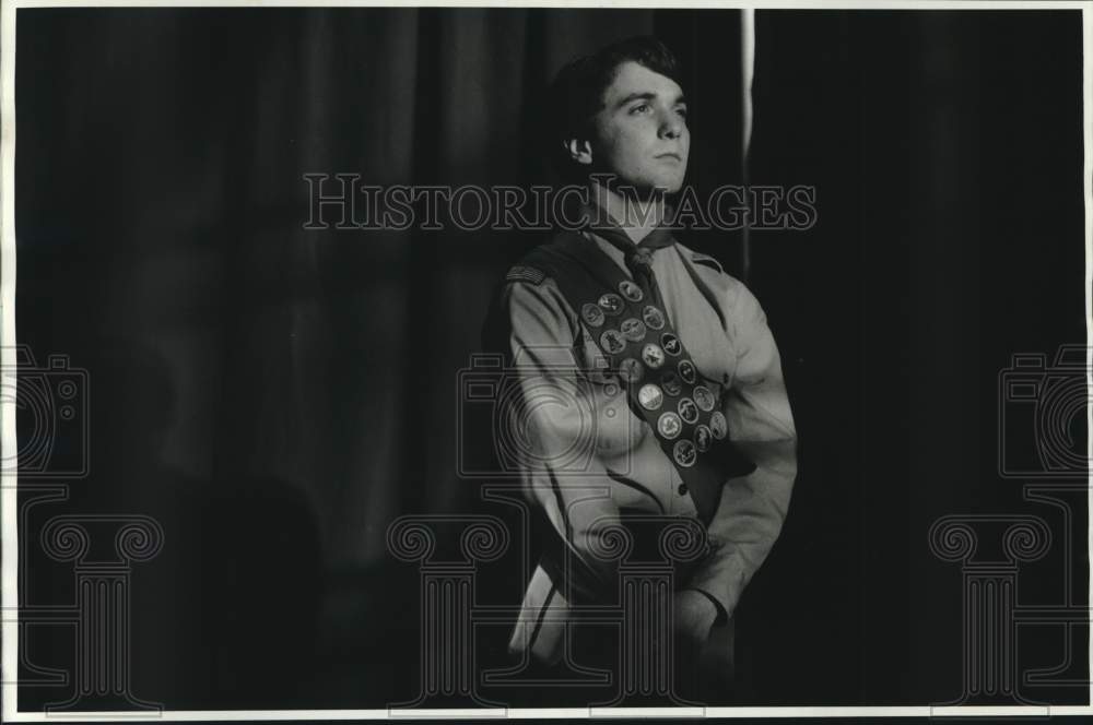 1987 Press Photo Eagle Scout Al McMahon at Boypower Dinner at Carrier Dome