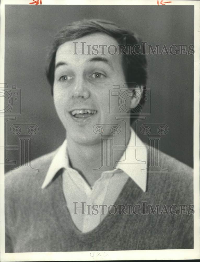 1985 Press Photo Dennis Hennessy, Fayetteville-Manlius High Gymnastics Coach- Historic Images