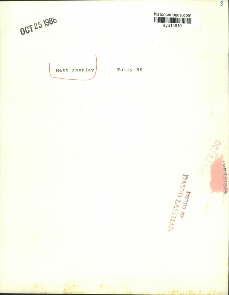 1986 Press Photo Matt Knepley, Tully High School Student - sya14610