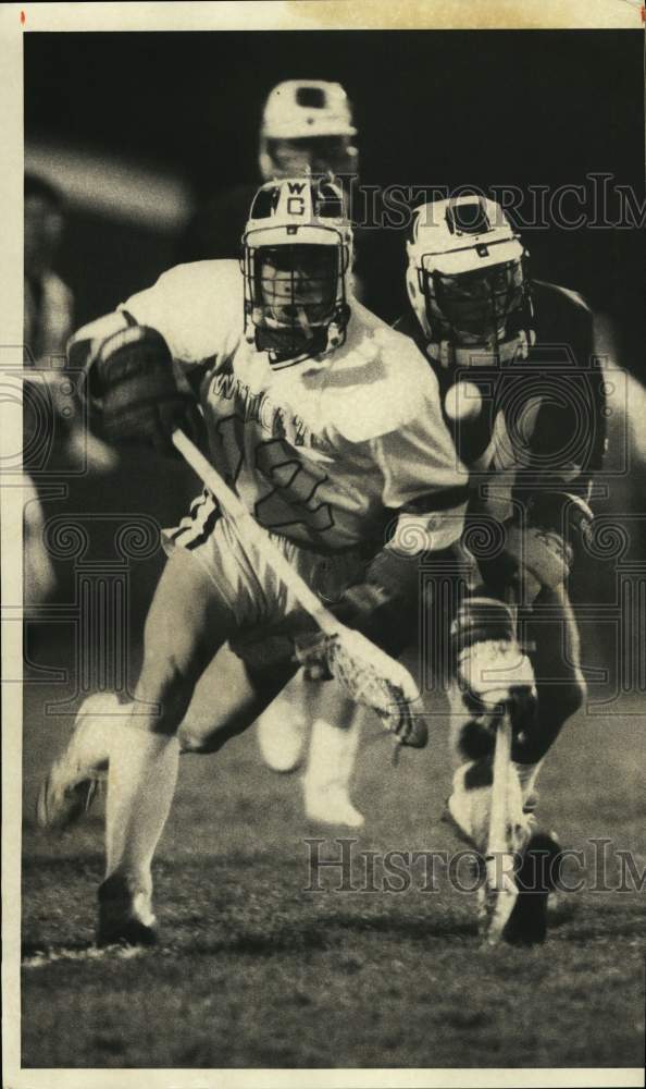 1986 Press Photo Steve Vaikness, West Genesee Lacrosse Player at Game- Historic Images