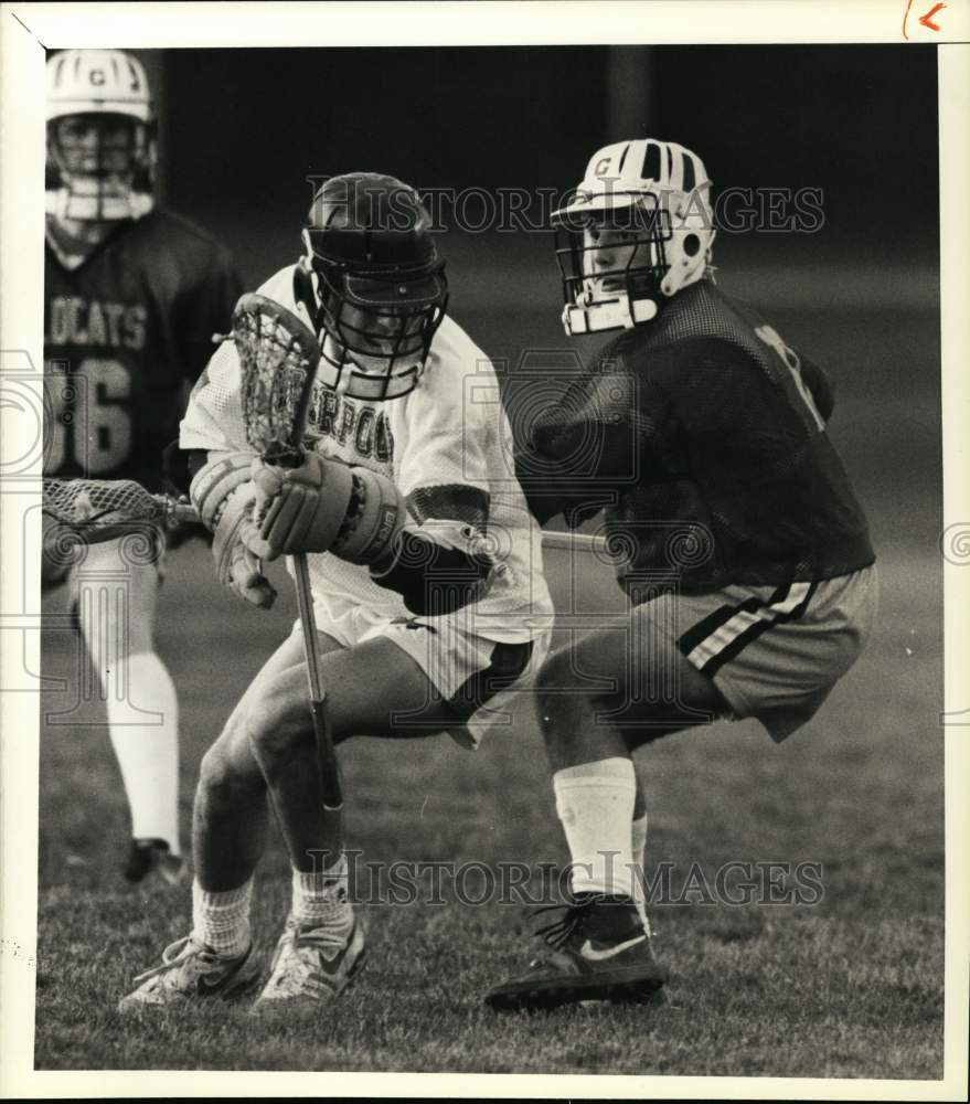 1989 Press Photo West Genesee High School Lacrosse Player Scott MacCall at Game- Historic Images